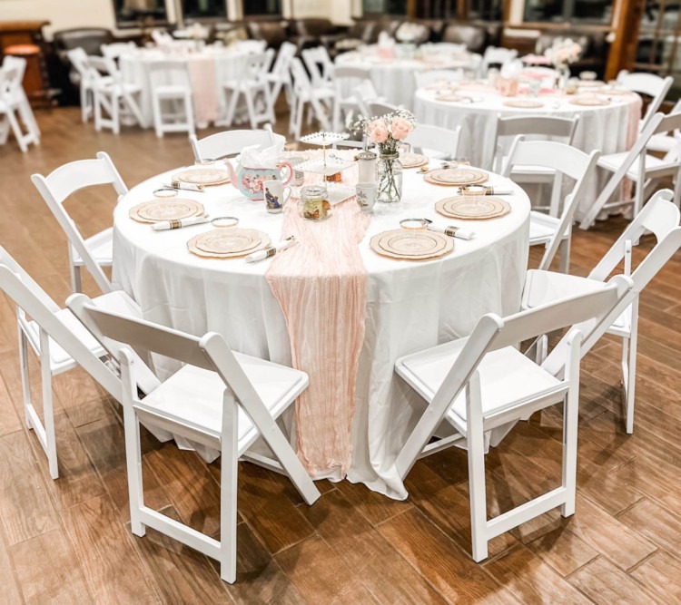 White Padded Resin Chair  Rental