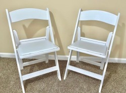 White Padded Resin Chair  Rental